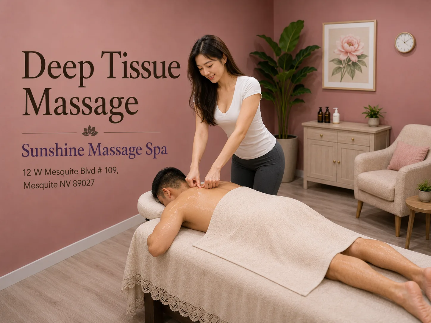 Deep tissue massage in Mesquite, NV at Sunshine Massage Spa